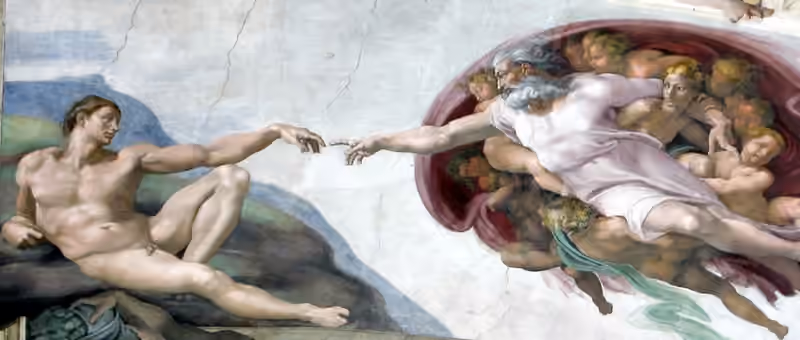 Michelangelo - "The Creation of Man" - here is a cluster of angels shape resembles a brain